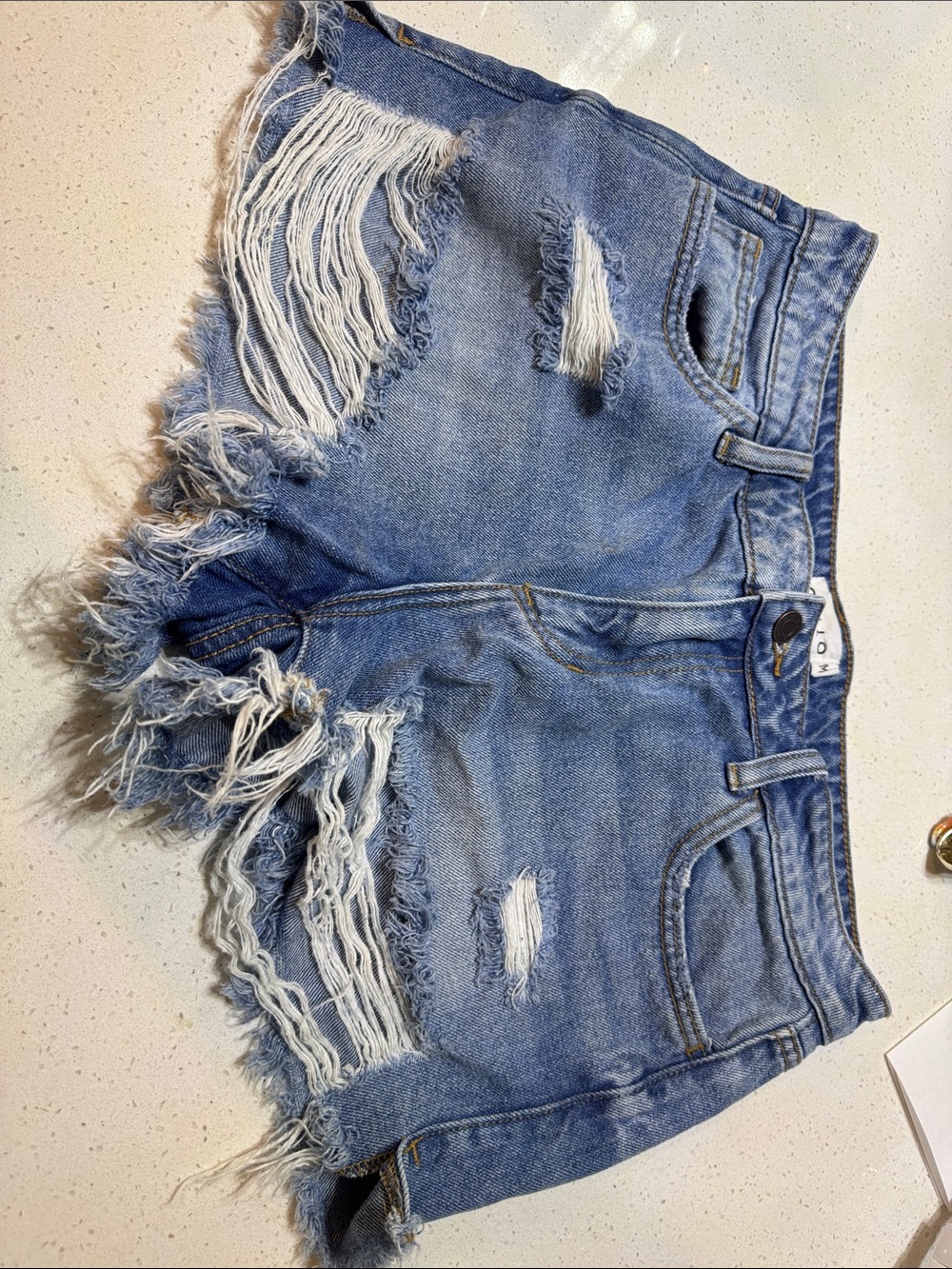 Cello Light Blue Distressed Denim Jean Shorts